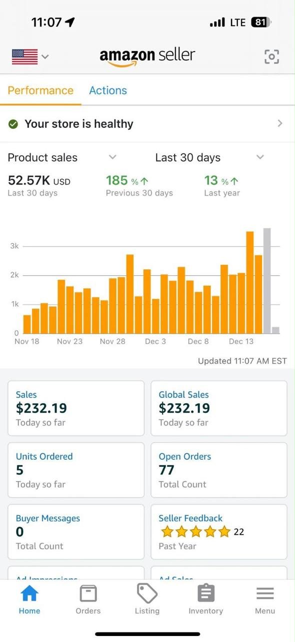 Amazon Seller dashboard screenshot 4